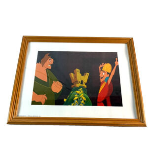 Disney Lithograph Print The Emperor's New Groove Wood Brown Frame Vintage